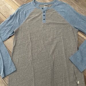 Hang Ten Gray and Blue Long Sleeve Henley